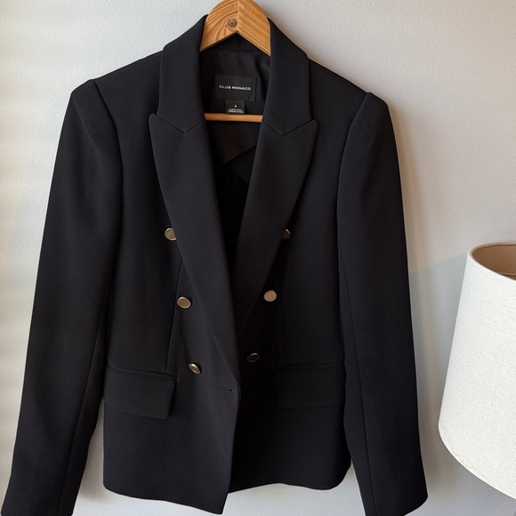 Club Monaco Women's Jowdie Double Breasted Tailored Black Blazer - Picture 3 of 10